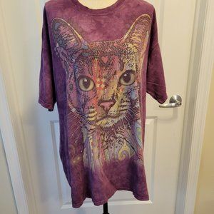The Mountain Psychedelic Cat T Shirt Adult 2XL Purple Violet Short Sleeve